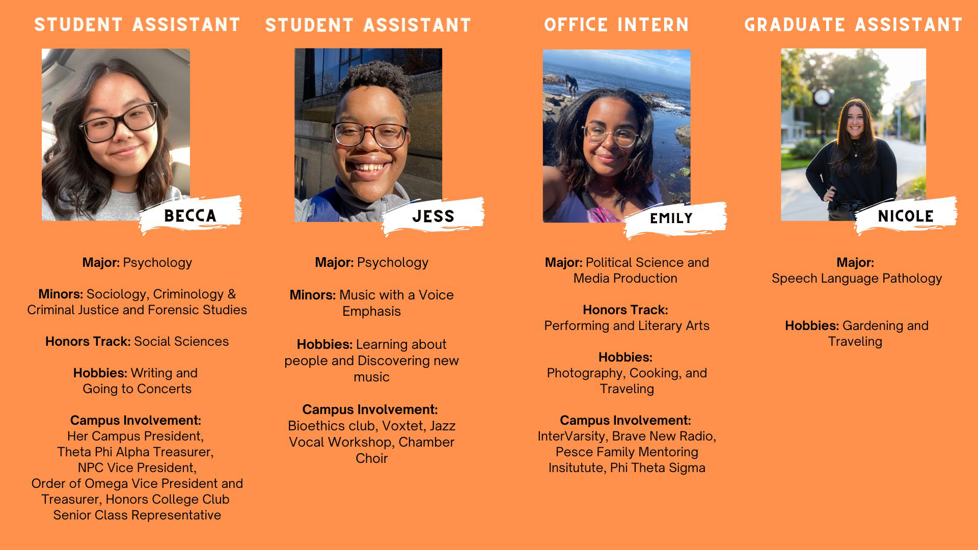 Student Assistants Webpage Bios USE THIS